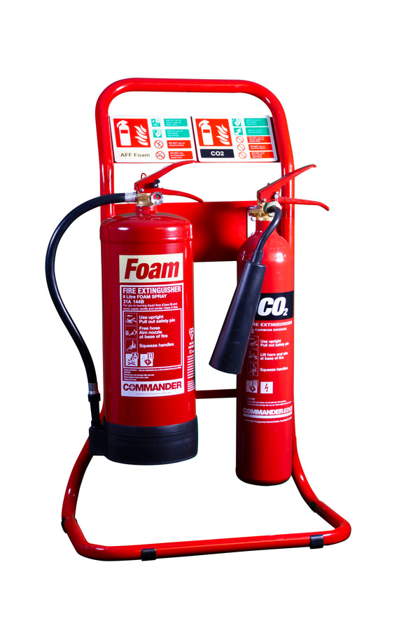 Double Tubular Extinguisher Stand Red